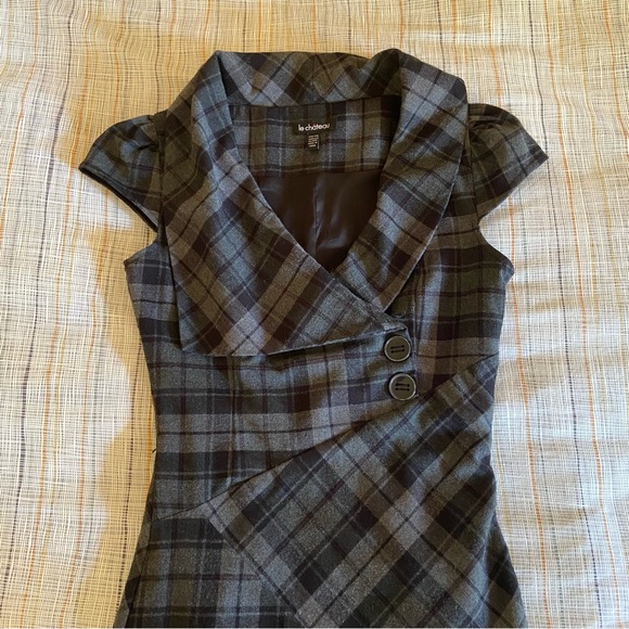 Gray plaid le château bodycon midi dress - Picture 2 of 8